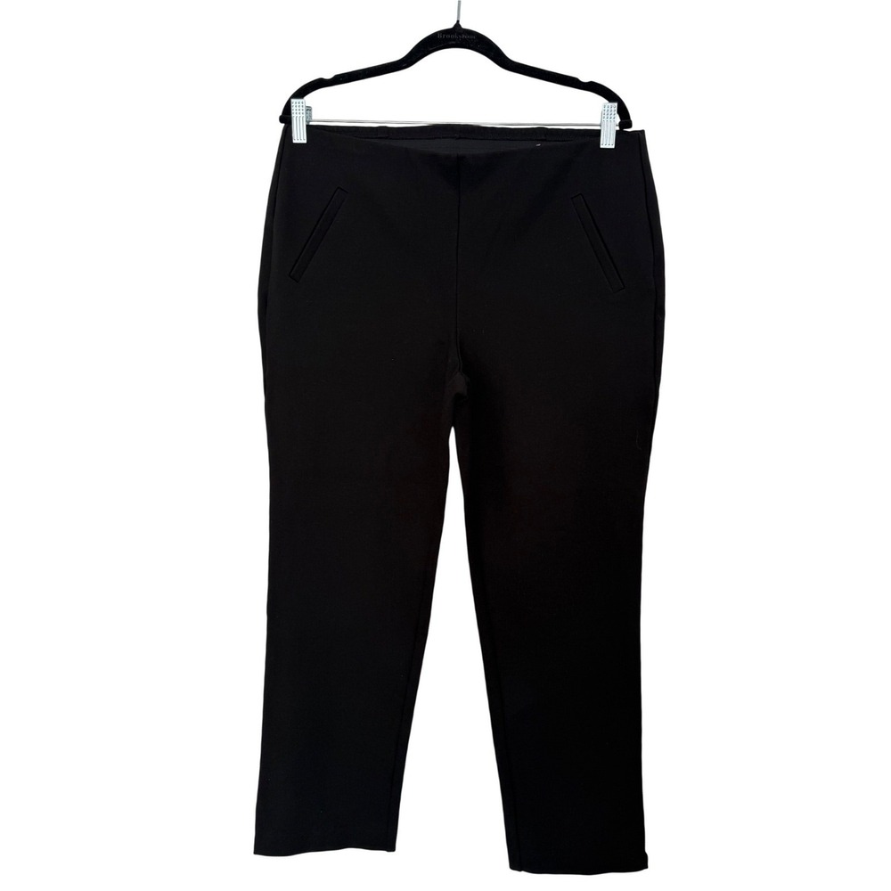 Chico's Black Pull On Ankle Pants Elastic Waist Slim Straight Leg Size 14